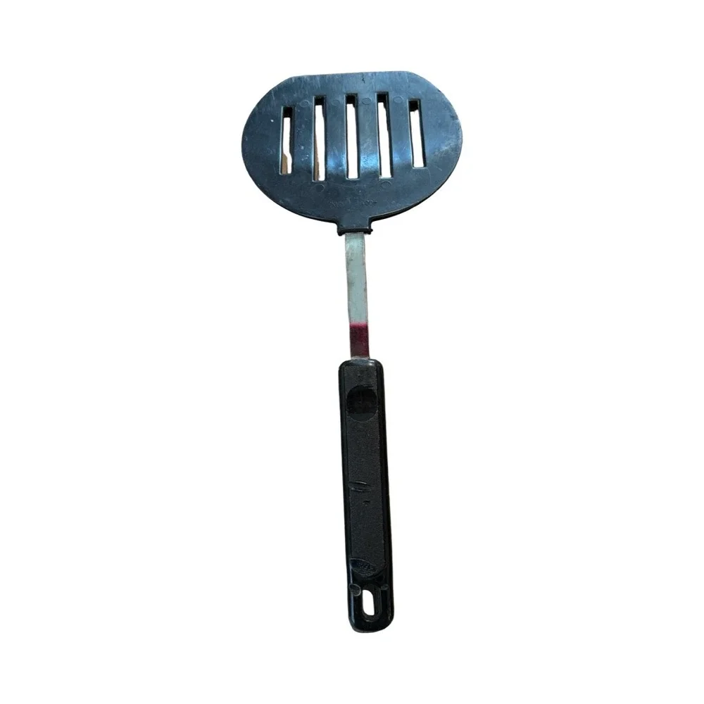 Vintage Ekco USA Slotted Spatula Black Round Head Kitchen Turner Utensil 12